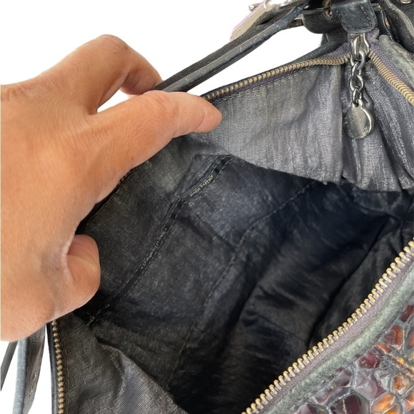 Donald J. Pliner Made In Italy Patent Embossed Croc Hobo Bag - Picture 10 of 16